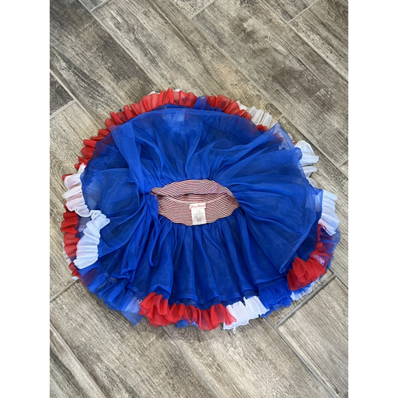 Red White Blue Polka Dot Tulle Skirt Patriotic 4th of July Outfit - Picture 4 of 5